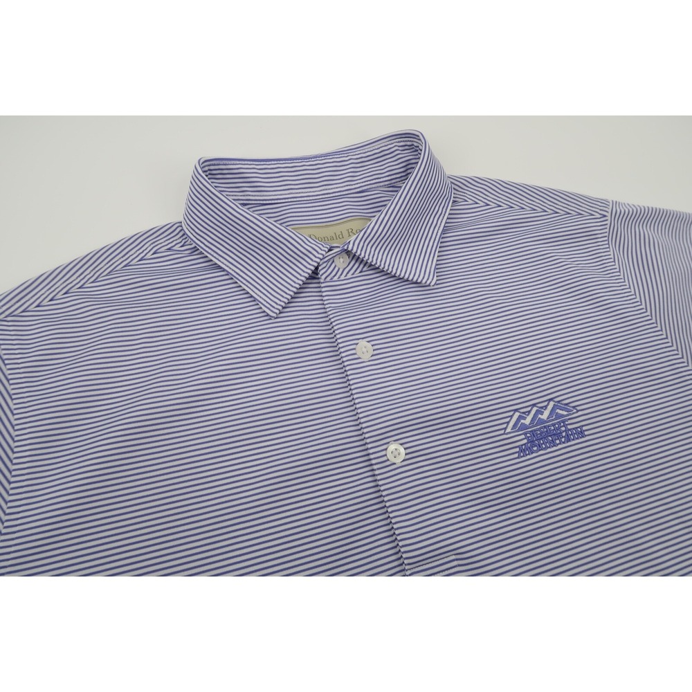 Donald Ross Mens Medium Purple Striped Golf Performance Short Sleeve Polo Shirt - Picture 1 of 6